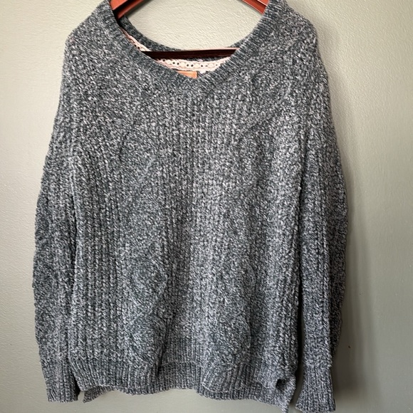 Women’s Sz M green Pol Anthropologie vneck chunky knit casual pullover sweater - Picture 9 of 9